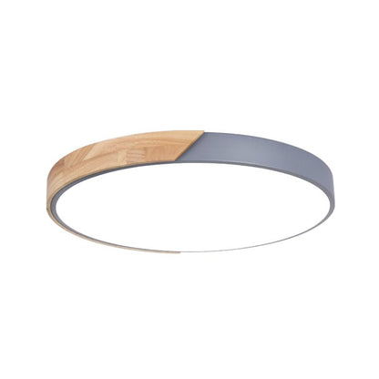 Grey + Wood Macaron LED 50CM 100W Ceiling Light 4000K - Aura Lighting - Azar Group