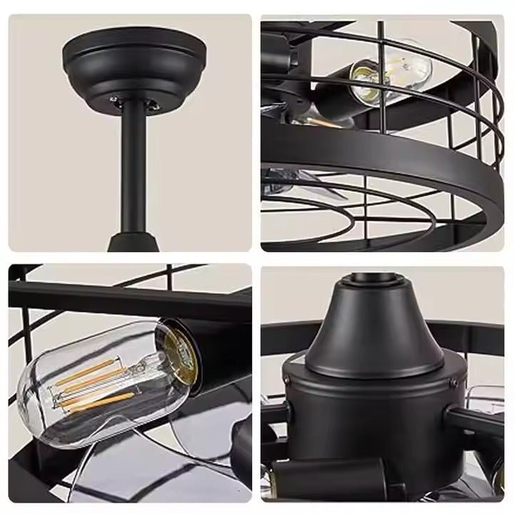 GS - W02 - 50 50CM Industrial Farmhouse Ceiling Fan with Light - Ceiling Fan with Light - Aura Lighting - Azar Group