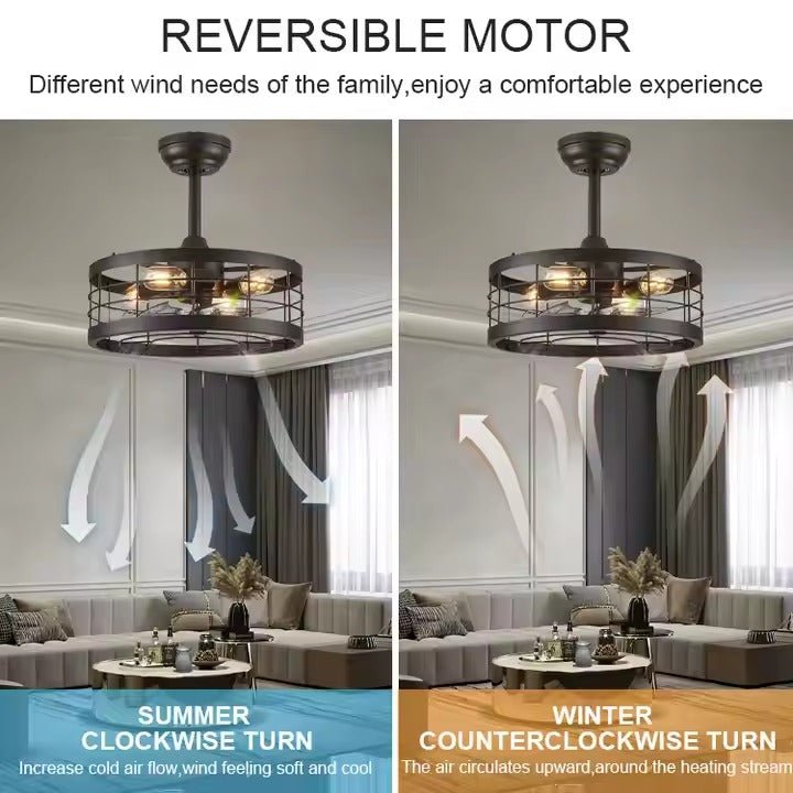 GS - W02 - 50 50CM Industrial Farmhouse Ceiling Fan with Light - Ceiling Fan with Light - Aura Lighting - Azar Group