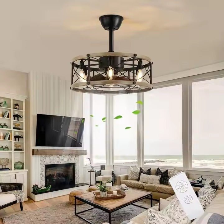 GS - W02 - 51 51cm Industrial Farmhouse Ceiling Fan with Light - Ceiling Fan with Light - Aura Lighting - Azar Group