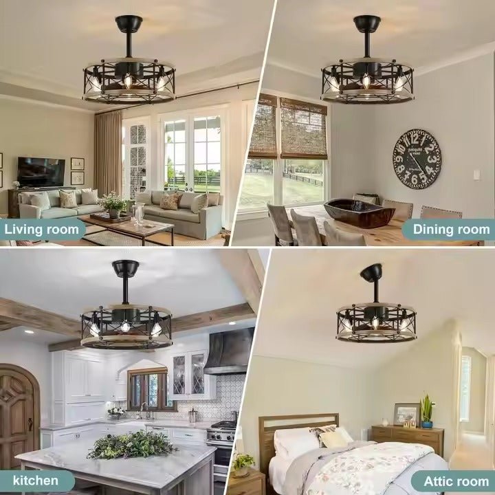 GS - W02 - 51 51cm Industrial Farmhouse Ceiling Fan with Light - Ceiling Fan with Light - Aura Lighting - Azar Group
