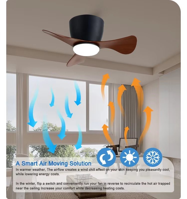 GS2105B 22 - Inch Modern Flush Mount Ceiling Fan with LED Light - Ceiling Fan with Light - Aura Lighting - Azar Group