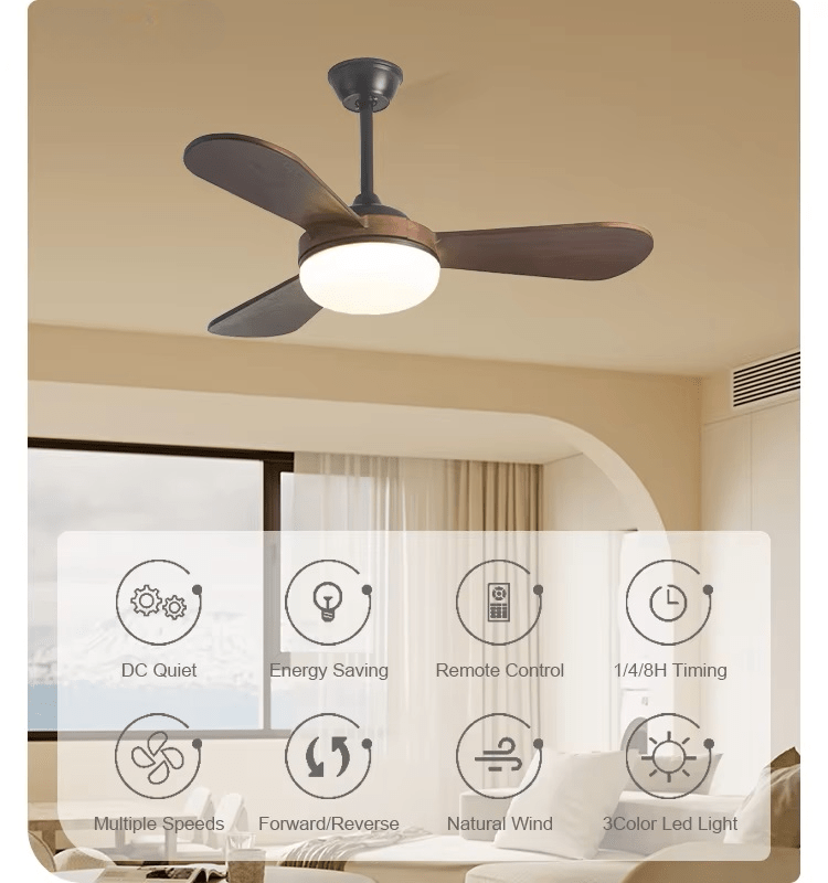 GS2393 29 - Inch Modern Ceiling Fan with LED Light - Ceiling Fan with Light - Aura Lighting - Azar Group
