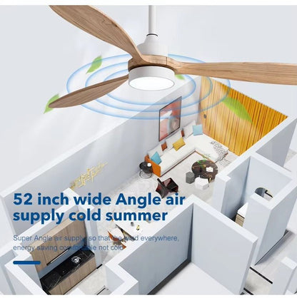 GS4345 - ABS 52 - Inch Modern Ceiling Fan with White Body and Light Wood Blades - Ceiling Fan with Light - Aura Lighting - Azar Group