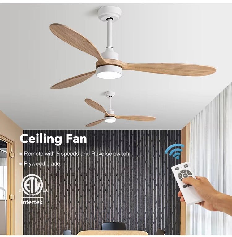 GS4345 - ABS 52 - Inch Modern Ceiling Fan with White Body and Light Wood Blades - Ceiling Fan with Light - Aura Lighting - Azar Group