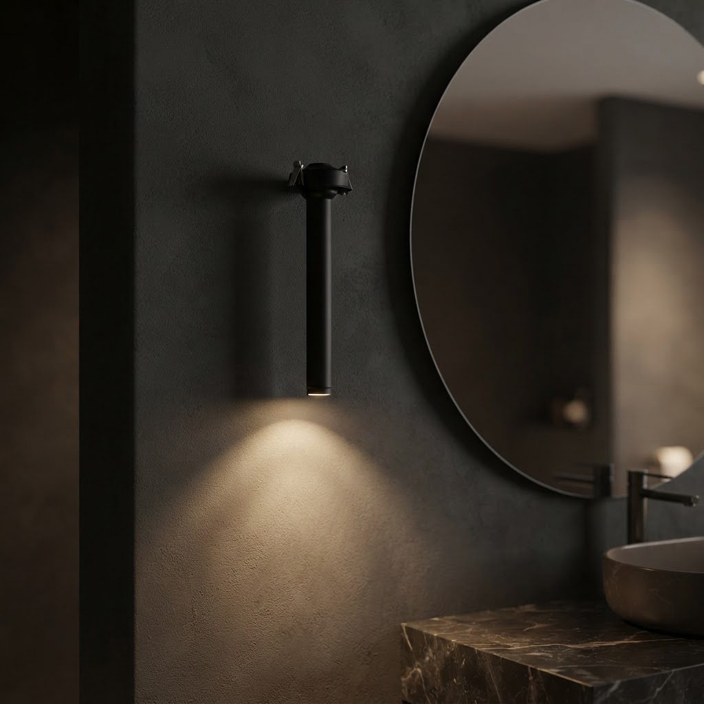 Aura Finger Light 12C021-H200MM installed beside a bathroom mirror