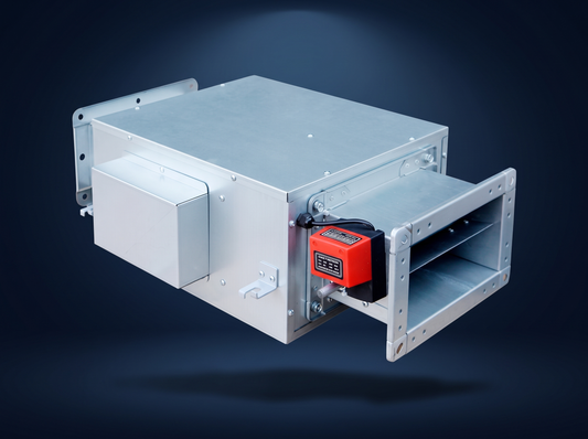 VEM NYYW90K intelligent inline duct fan with EC motor and fire damper actuator