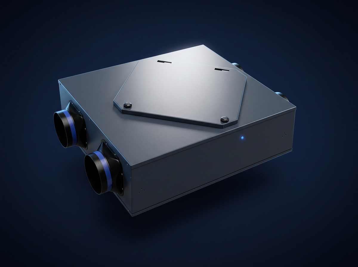 VEM Air Purification Fresh Air Unit 600 heat recovery ventilation unit with dual duct spigots