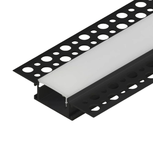 Aura Aluminum Black Profile 23×13mm Trimless with Milky Cover