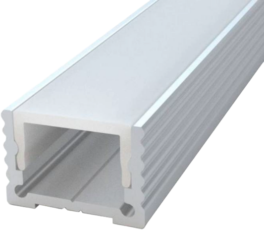 Aura Aluminum Silver Profile 20×20mm Surface Mounted with Milky Cover