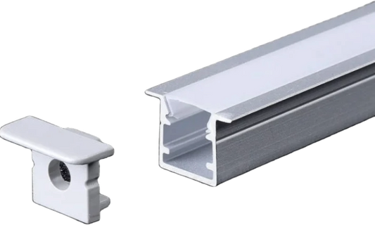 Aura Aluminum Silver Profile 10×10mm Recessed Mounted with Milky Cover