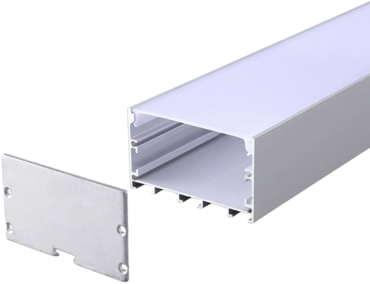 Aura Aluminum Silver Profile 50×20mm Surface Mounted with Milky Cover