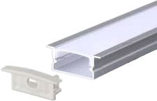 Aura Aluminum Silver Profile 23×10mm Recessed Mounted with Milky Cover
