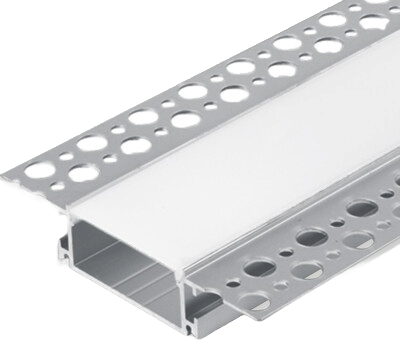 Aura Aluminum Silver Profile 23×13mm Trimless with Milky Cover