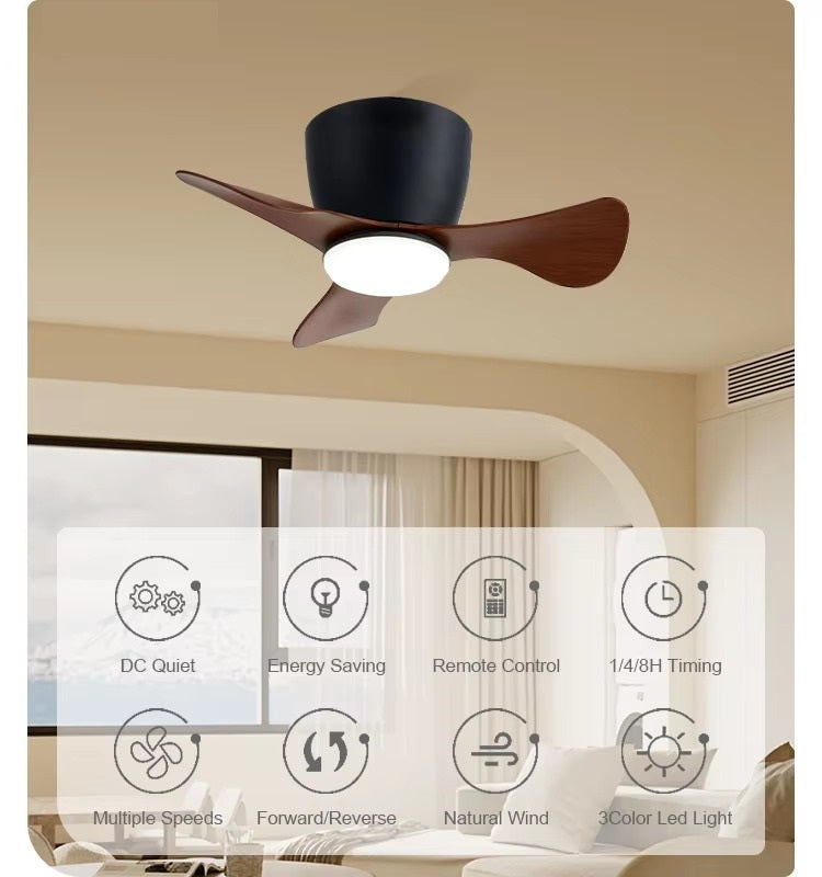 GS2105B 22-Inch Modern Flush Mount Ceiling Fan with LED Light