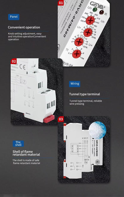 GEYA GRV8-04 3 Phase Voltage Relay M460