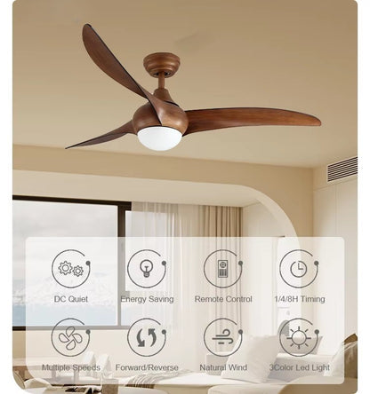 GS4345 52-Inch Modern Ceiling Fan with Walnut Wood Finish