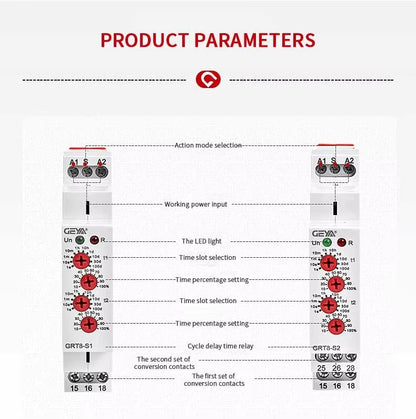 GEYA GRT8-S1 Asymmetric Cycler Timer Relay