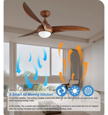 GS4345 52-Inch Modern Ceiling Fan with Walnut Wood Finish