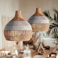AURA Two-Tone Woven Rattan Teardrop Pendant Light - 49cm Aura Lighting