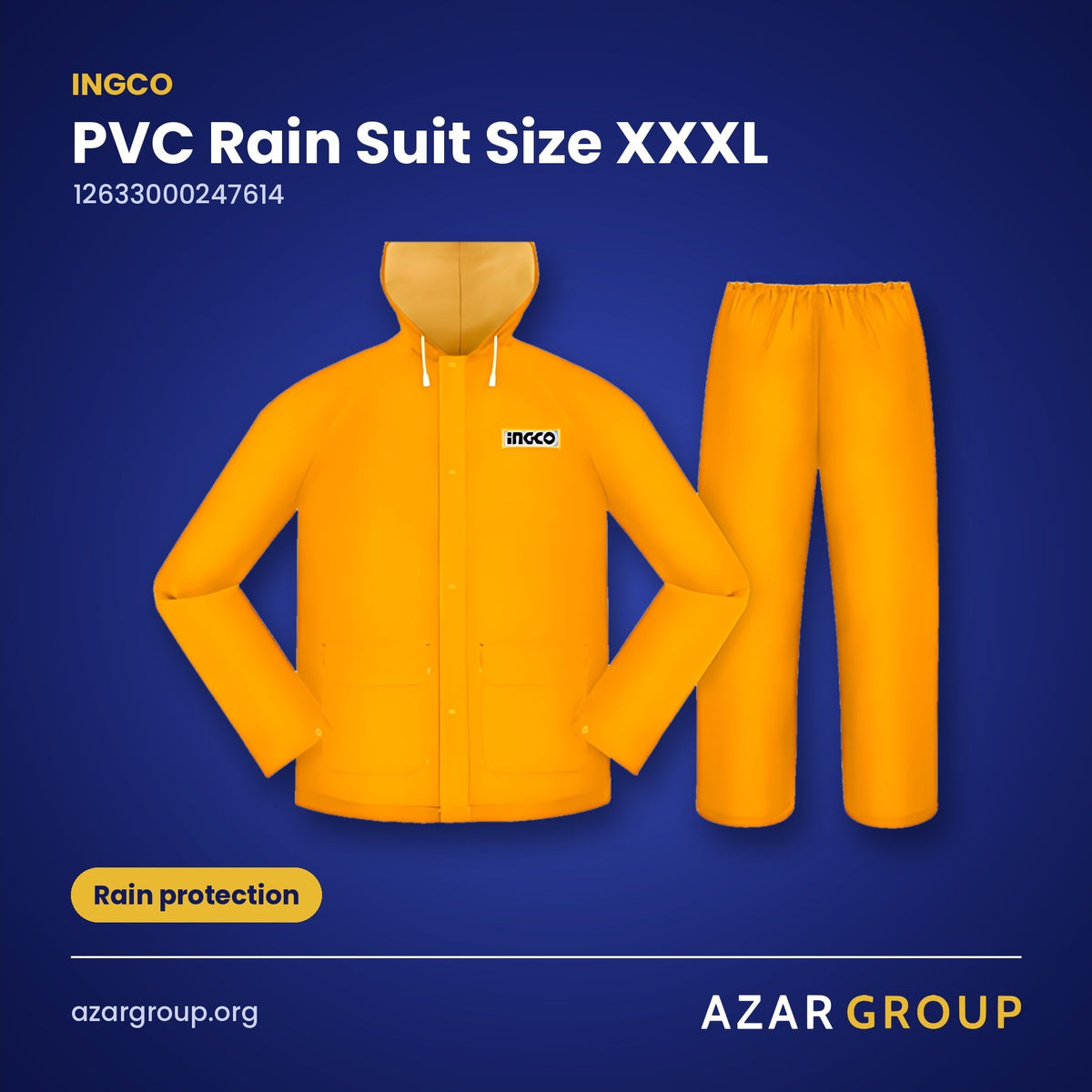 INGCO 12633000247614 PVC Rain Suit Size XXXL – Rain protection