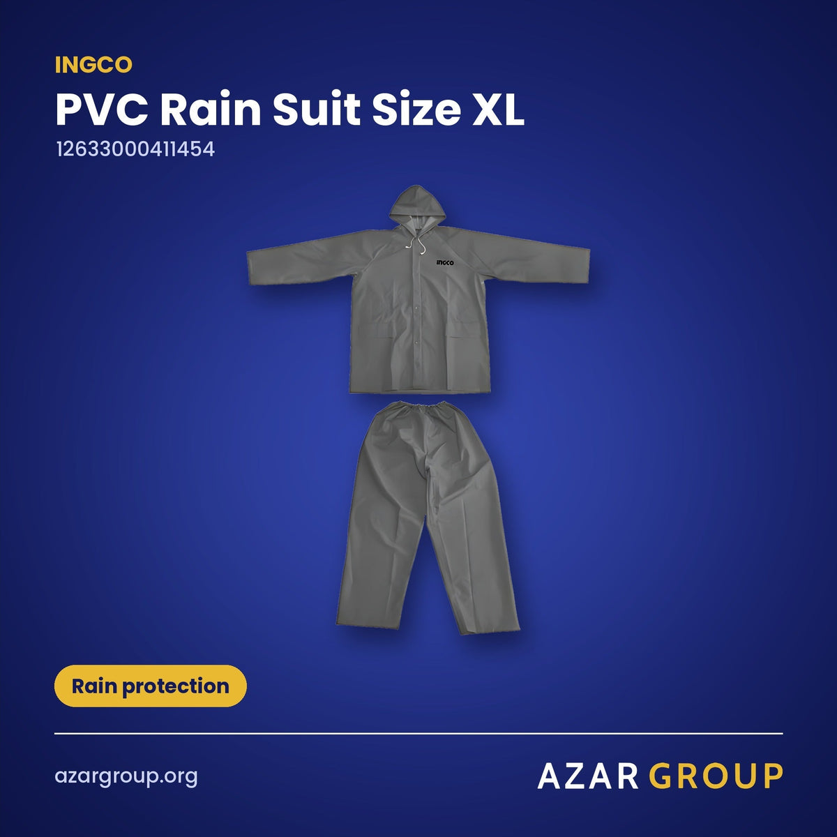 INGCO 12633000411454 PVC Rain Suit Size XL – Rain protection