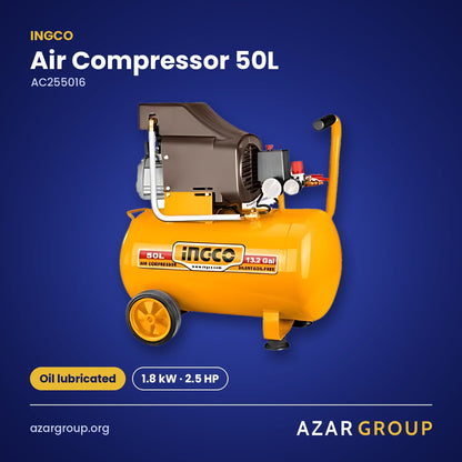 INGCO AC255016 Air Compressor 50L – Oil lubricated, 1.8 kW · 2.5 HP