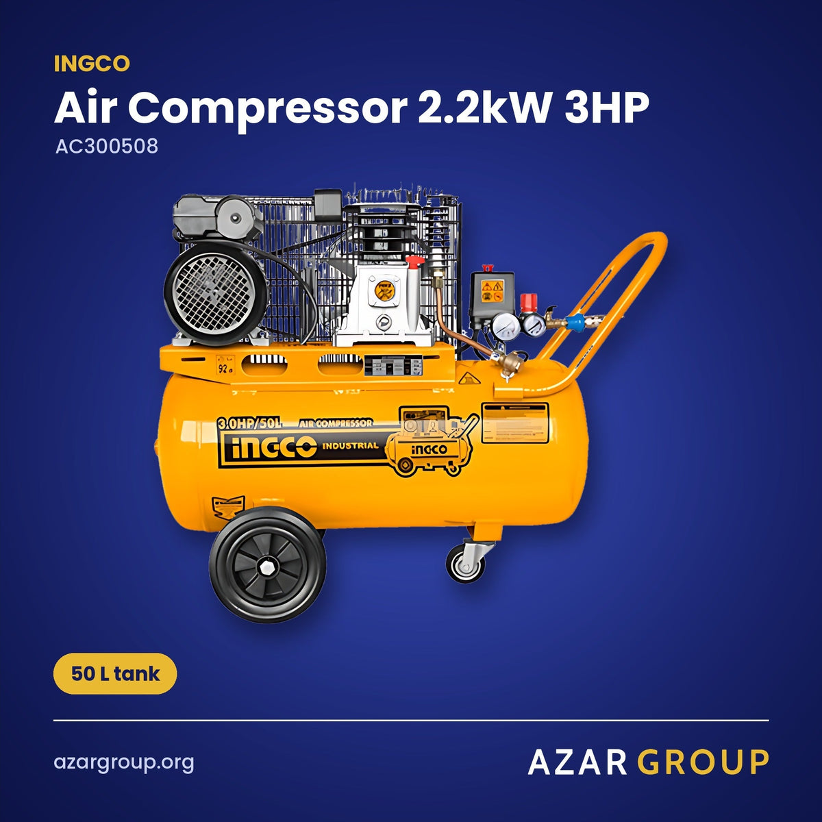 INGCO AC300508 Air Compressor 2.2kW 3HP – 50 L tank