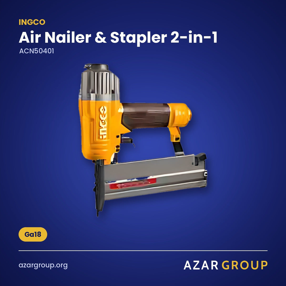 INGCO ACN50401 Air Nailer & Stapler 2-in-1 – Ga18