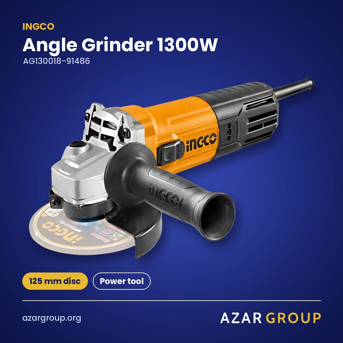 INGCO AG130018-91486 Angle Grinder 1300W – 125 mm disc, Power tool