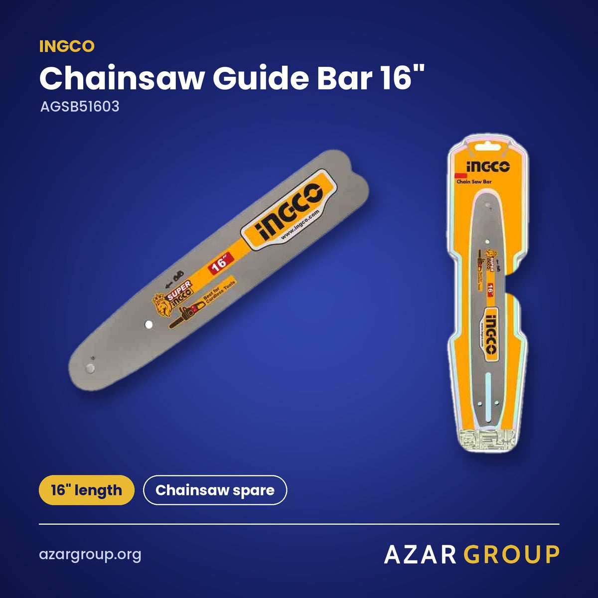INGCO AGSB51603 Chainsaw Guide Bar 16" – 16" length, Chainsaw spare