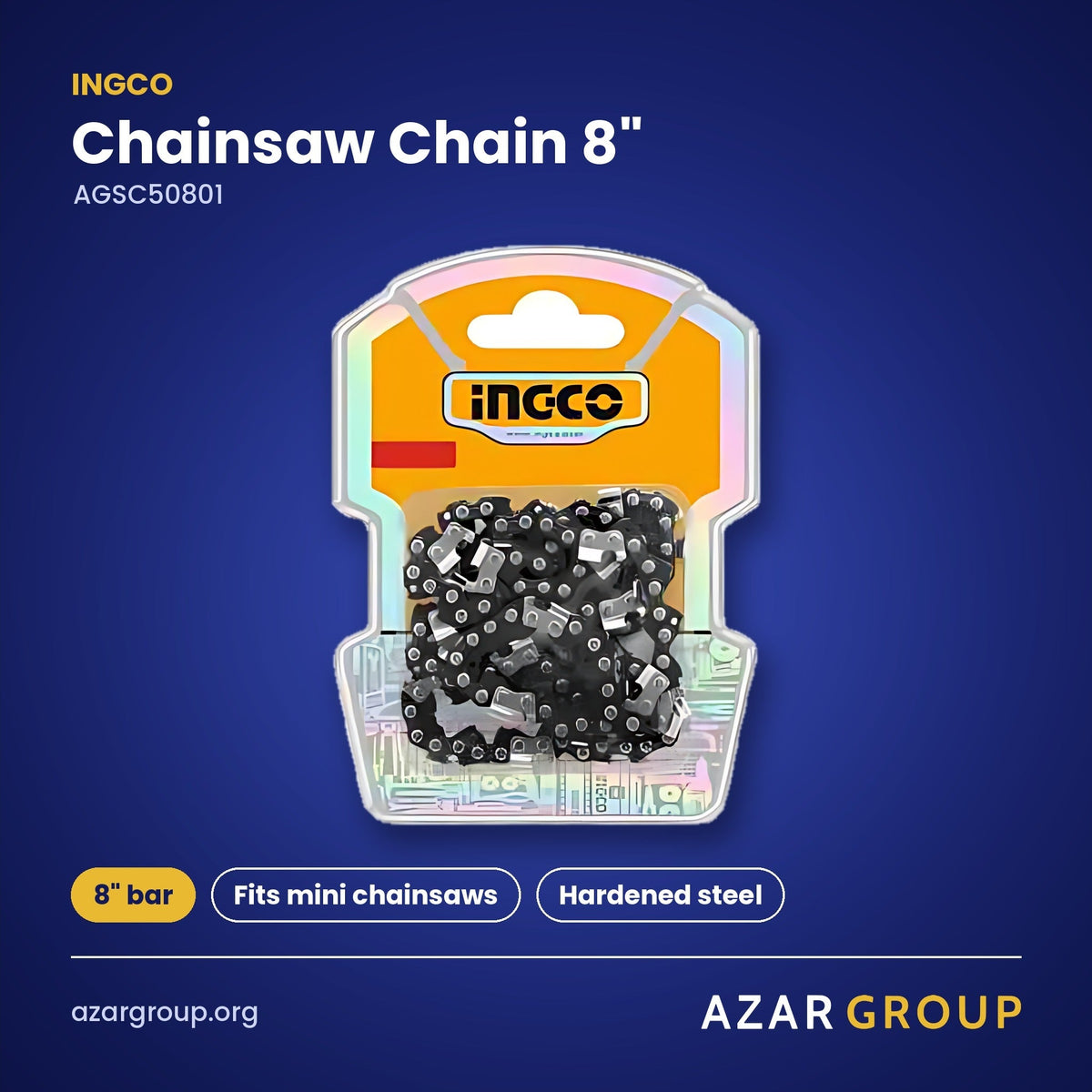 INGCO AGSC50801 Chainsaw Chain 8" – 8" bar, Fits mini chainsaws, Hardened steel