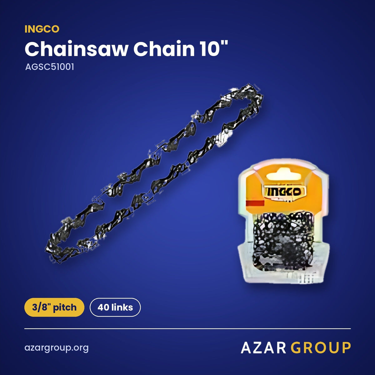 INGCO AGSC51001 Chainsaw Chain 10" – 3/8" pitch, 40 links