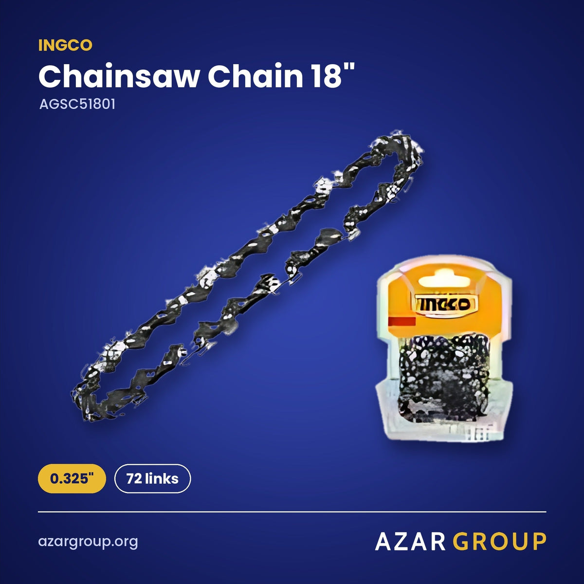 INGCO AGSC51801 Chainsaw Chain 18" – 0.325", 72 links