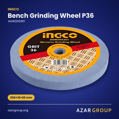 INGCO AGW200361 Bench Grinding Wheel P36 – 200×16×20 mm