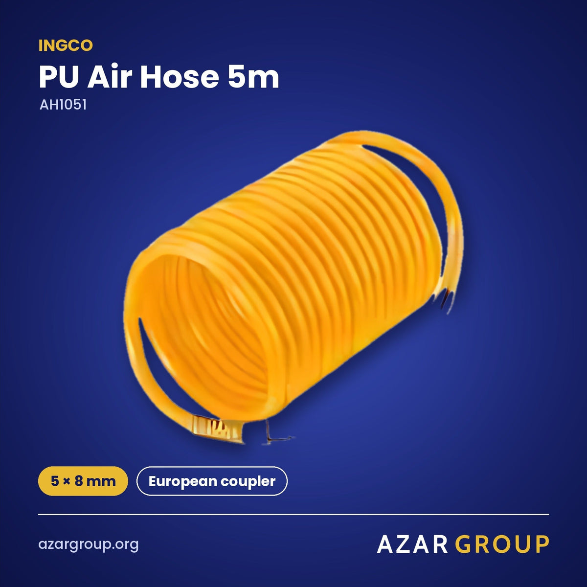 INGCO AH1051 PU Air Hose 5m – 5 × 8 mm, European coupler