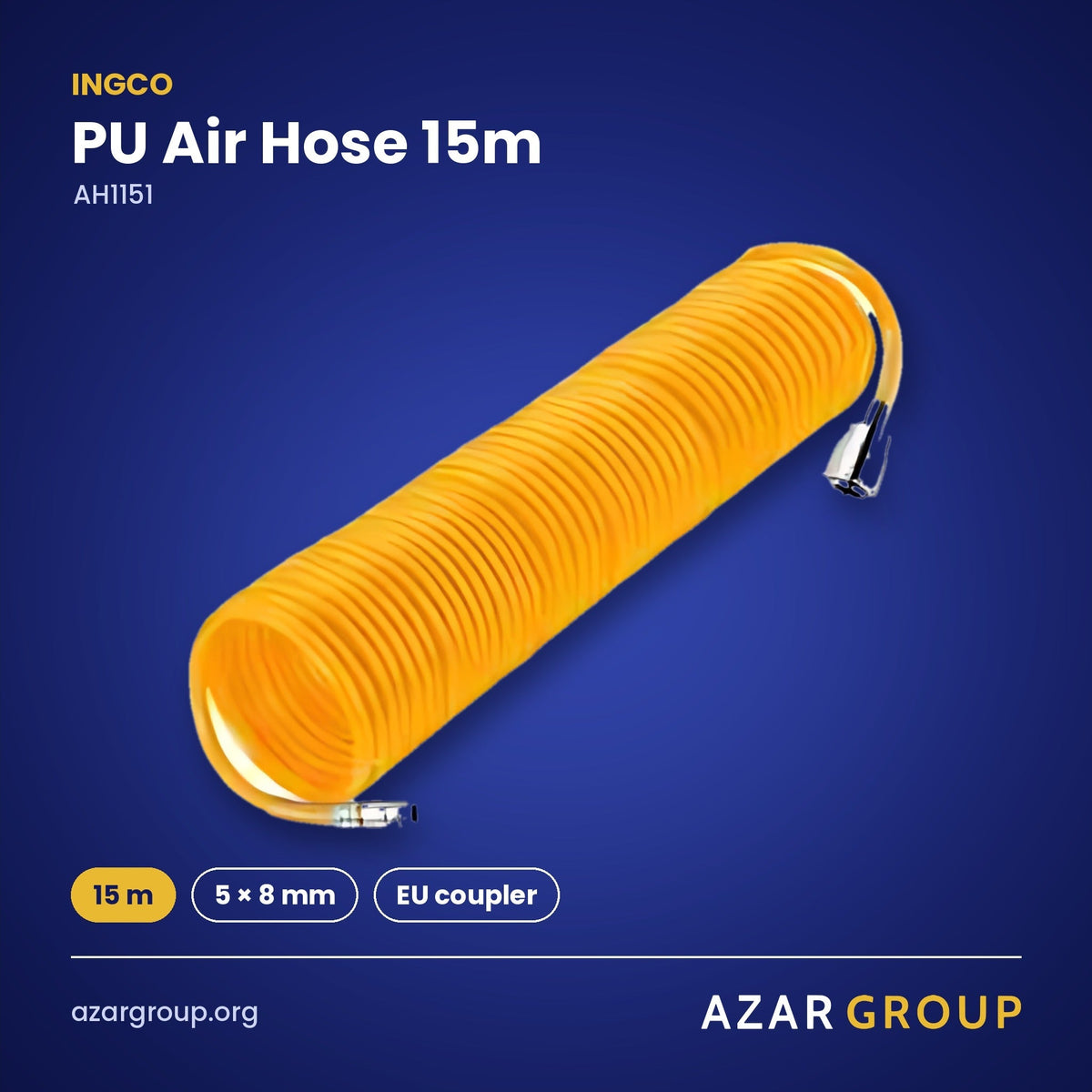 INGCO AH1151 PU Air Hose 15m – 15 m, 5 × 8 mm, EU coupler