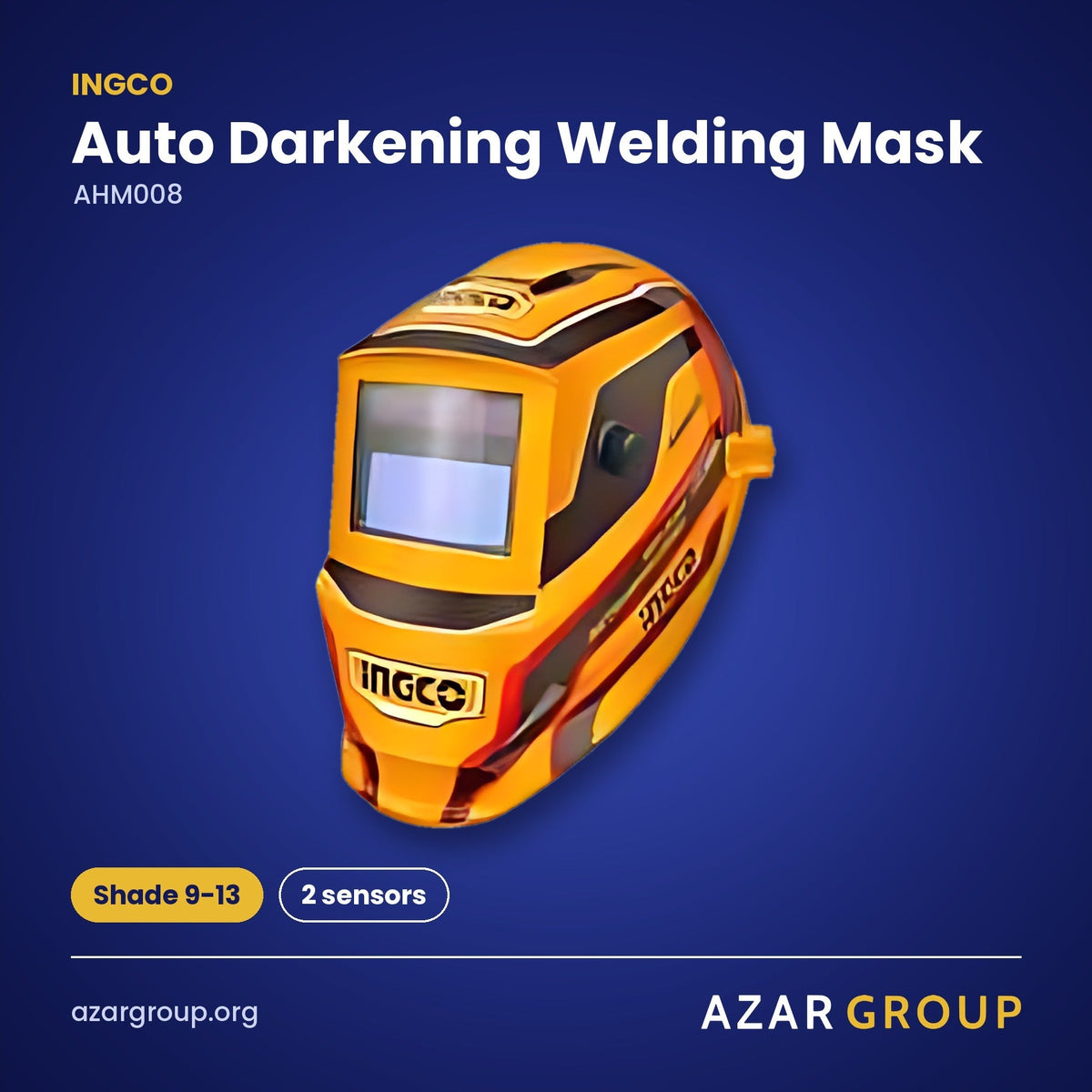 INGCO AHM008 Auto Darkening Welding Mask – Shade 9-13, 2 sensors