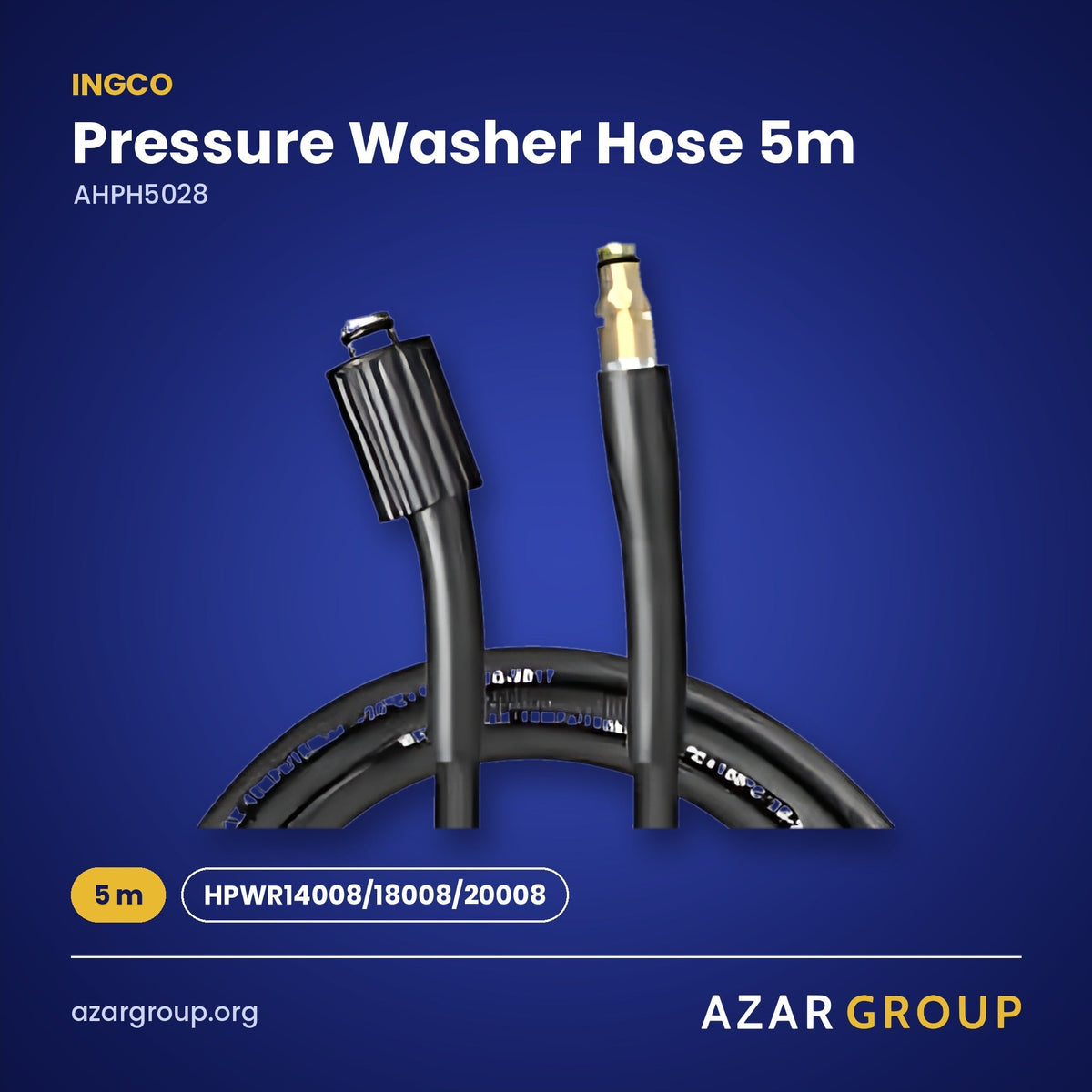 INGCO AHPH5028 Pressure Washer Hose 5m – 5 m, HPWR14008/18008/20008
