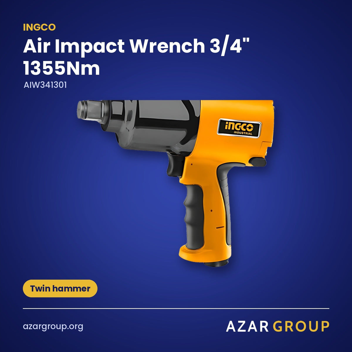 INGCO AIW341301 Air Impact Wrench 3/4" 1355Nm – Twin hammer