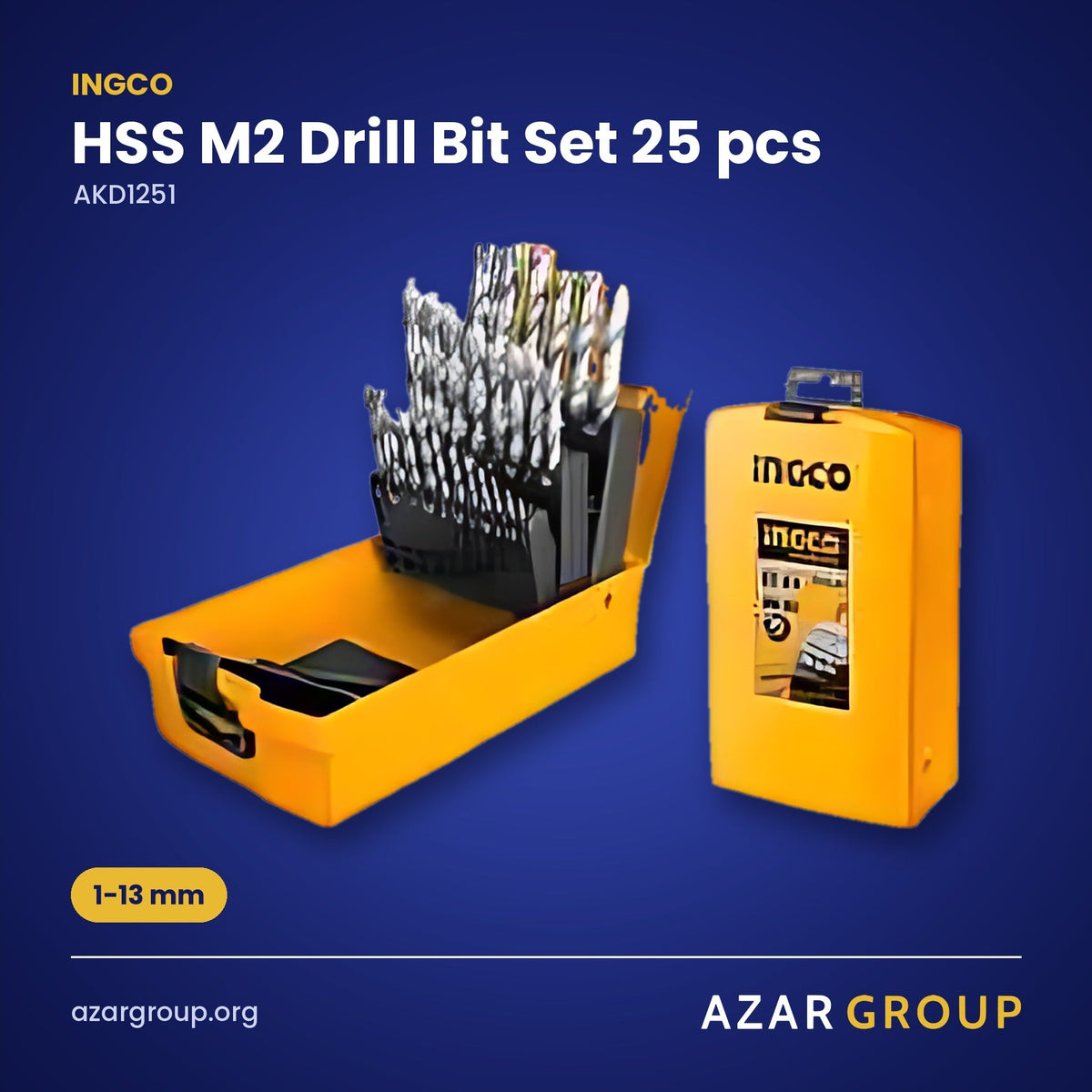 INGCO AKD1251 HSS M2 Drill Bit Set 25 pcs – 1-13 mm