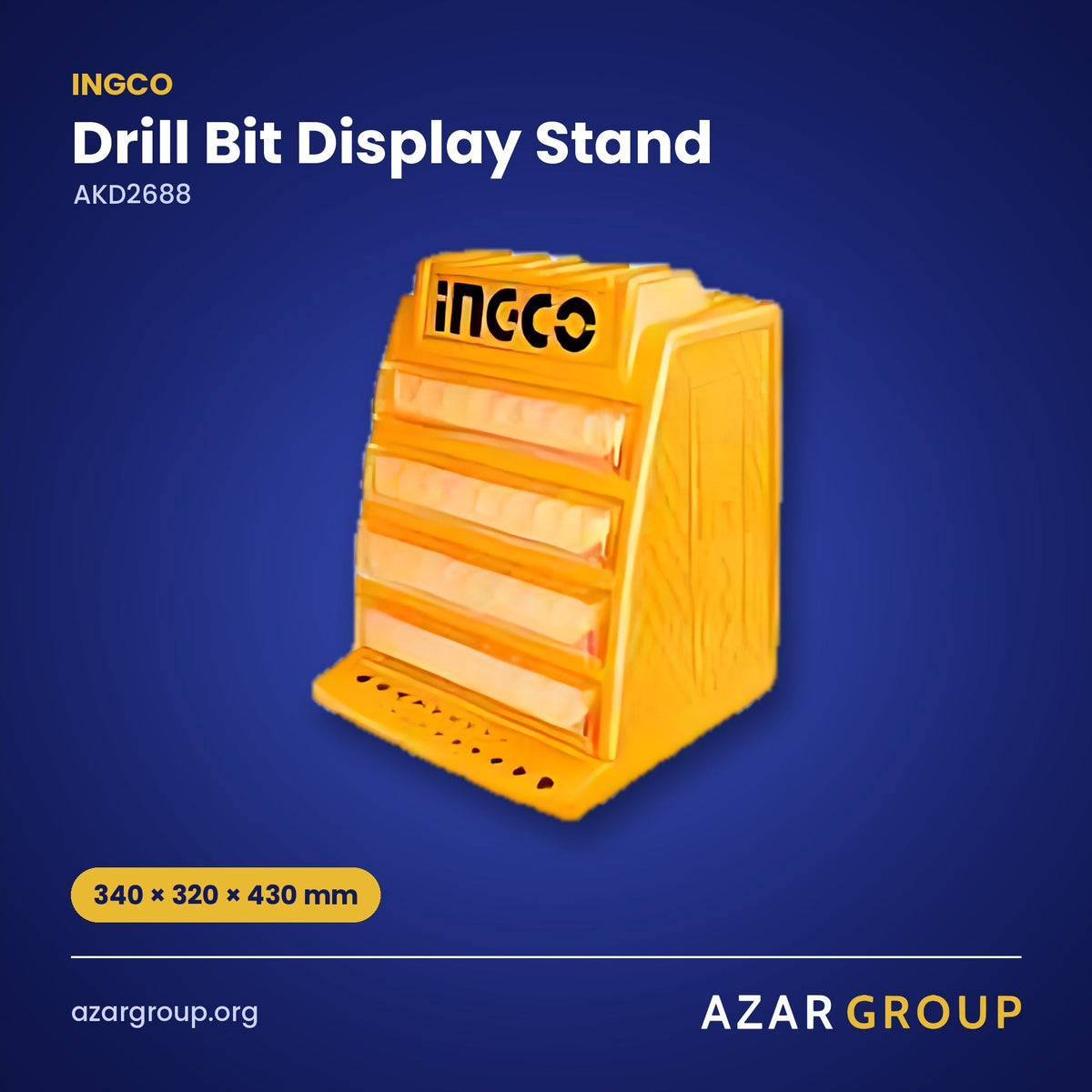 INGCO AKD2688 Drill Bit Display Stand – 340 × 320 × 430 mm