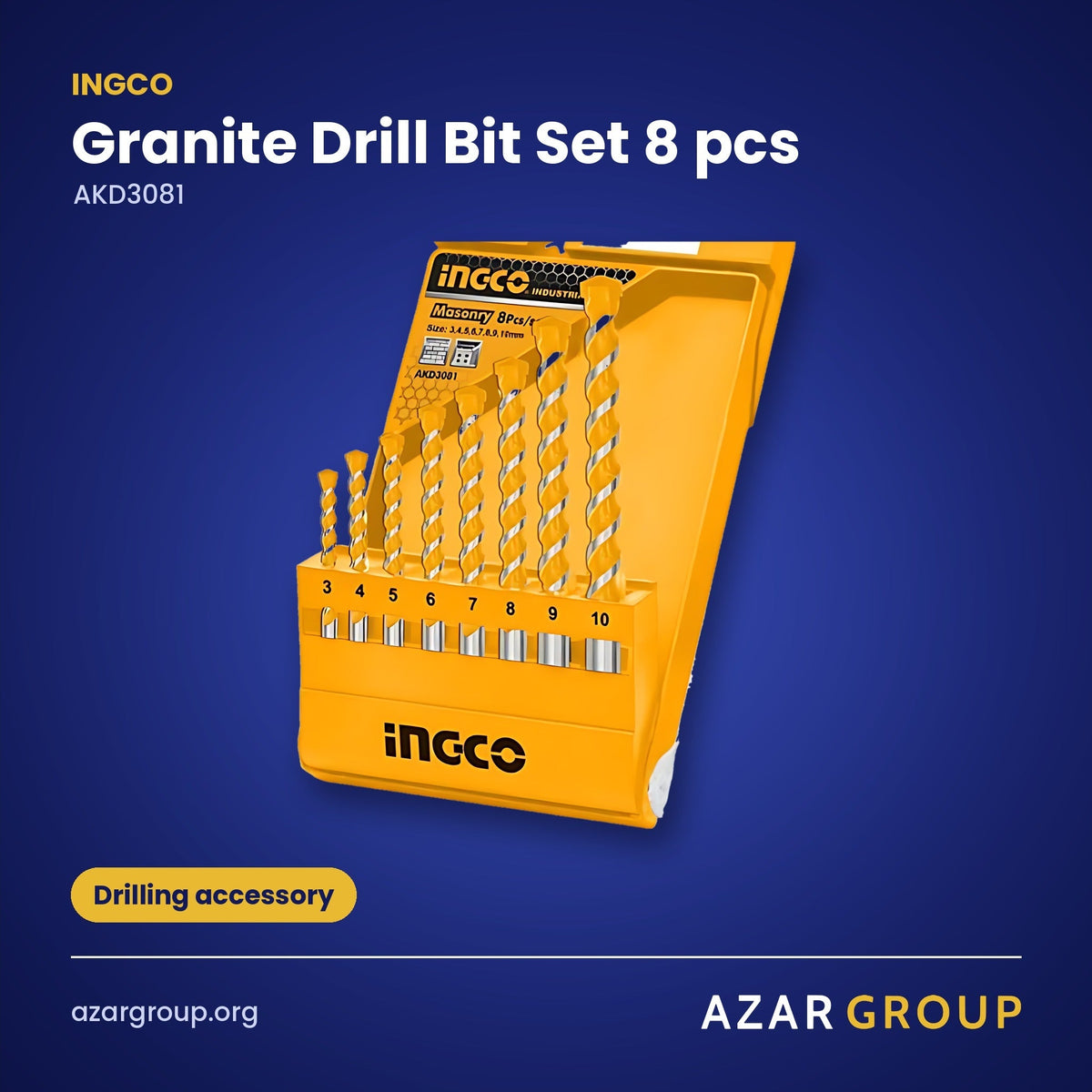 INGCO AKD3081 Granite Drill Bit Set 8 pcs – Drilling accessory