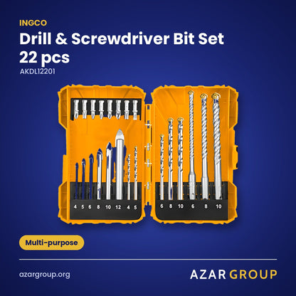 INGCO AKDL12201 Drill & Screwdriver Bit Set 22 pcs – Multi-purpose