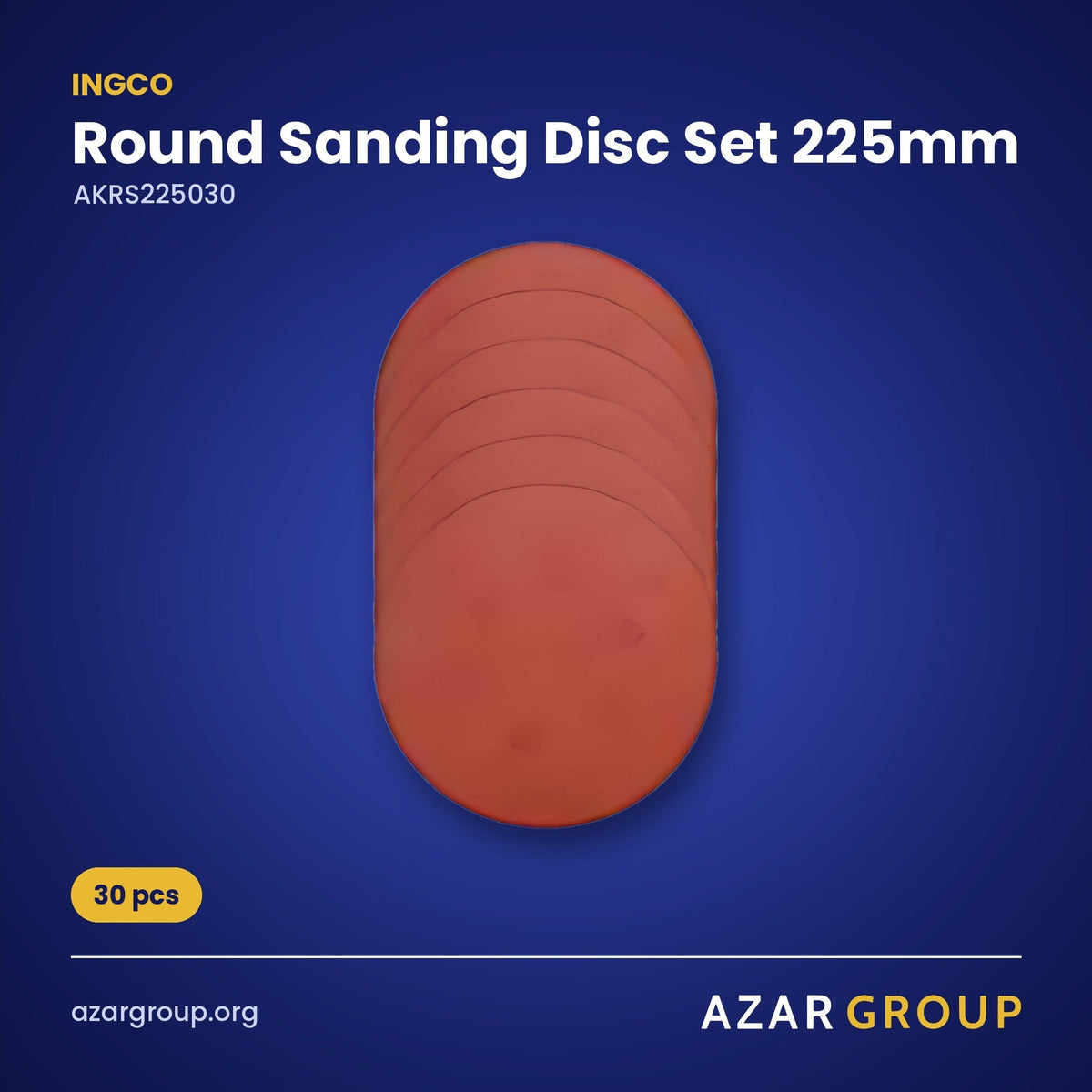 INGCO AKRS225030 Round Sanding Disc Set 225mm – 30 pcs