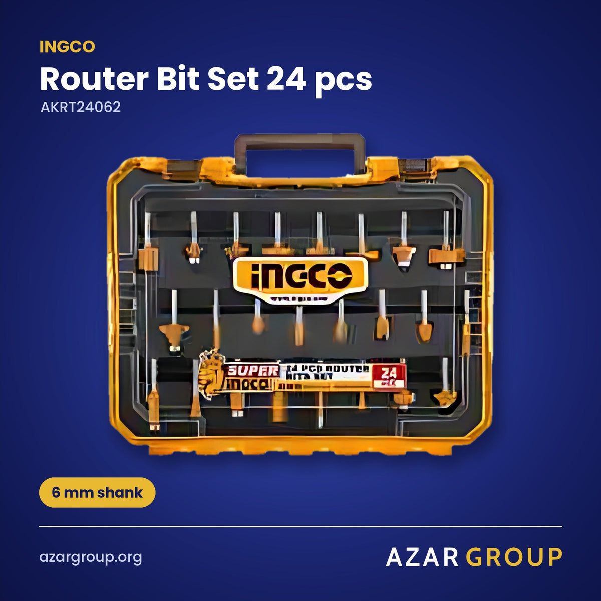 INGCO AKRT24062 Router Bit Set 24 pcs – 6 mm shank