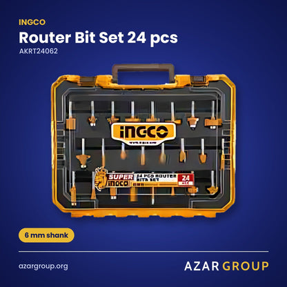 INGCO AKRT24062 Router Bit Set 24 pcs – 6 mm shank