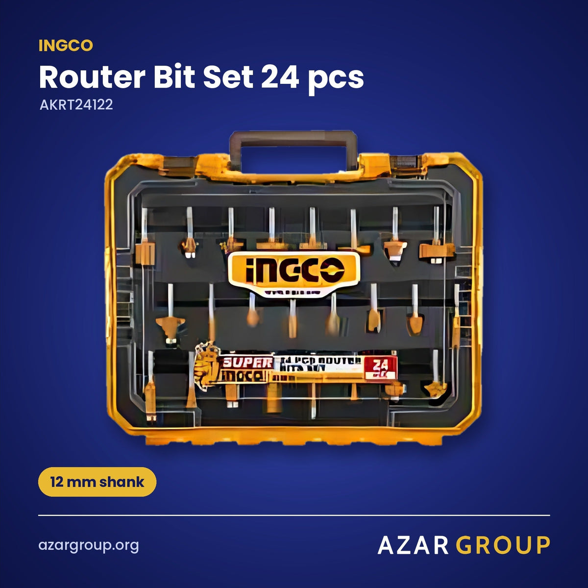 INGCO AKRT24122 Router Bit Set 24 pcs – 12 mm shank