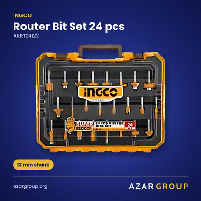 INGCO AKRT24122 Router Bit Set 24 pcs – 12 mm shank