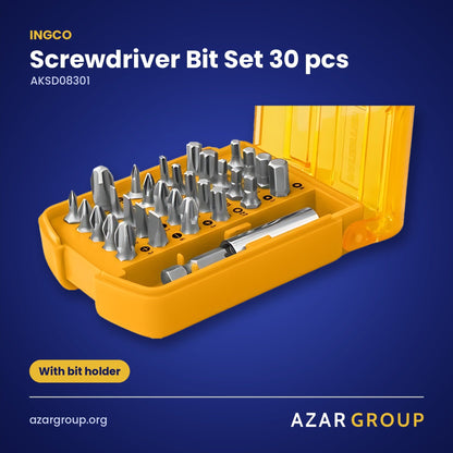 INGCO AKSD08301 Screwdriver Bit Set 30 pcs – With bit holder